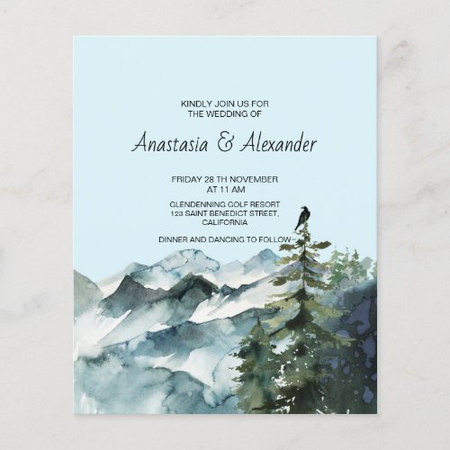BudgetForest  Mountains Wedding Invitation Flyer