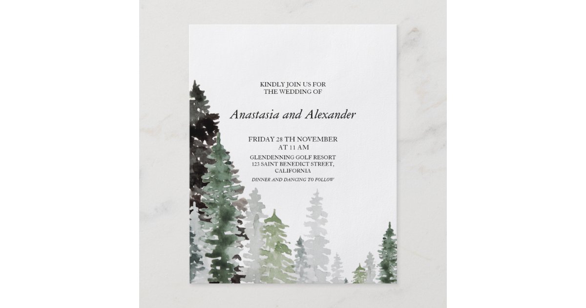 Budget/Forest- Wedding Invitation. Flyer | Zazzle