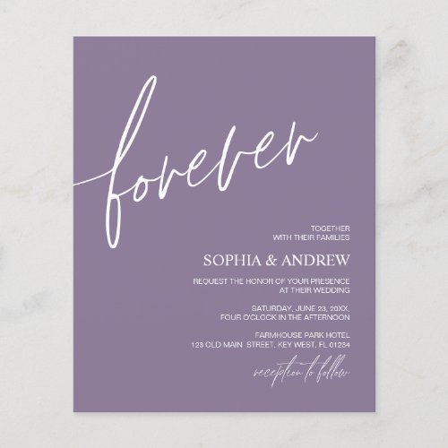 Budget Forever Dusty Purple Wedding Invitation