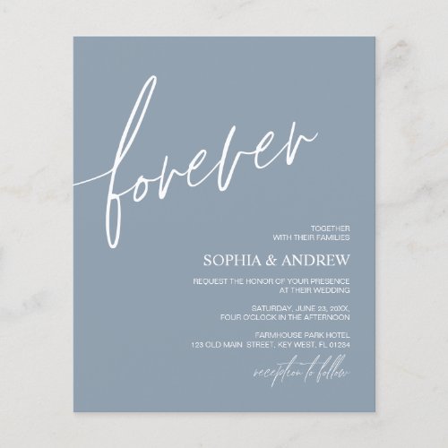 Budget Forever Love Dusty Blue Wedding Invitation