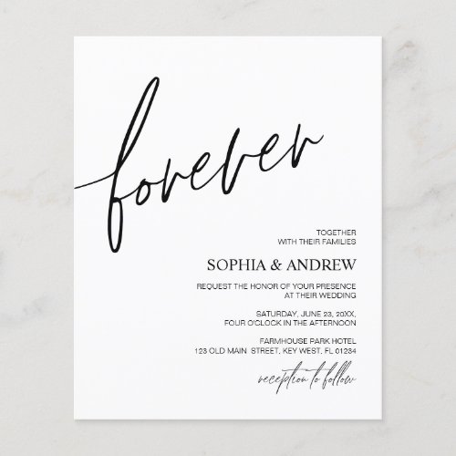 Budget Forever Love Minimalist Wedding Invitation