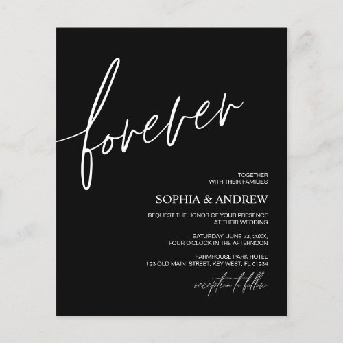 Budget Forever Love Minimalist Wedding Invitation