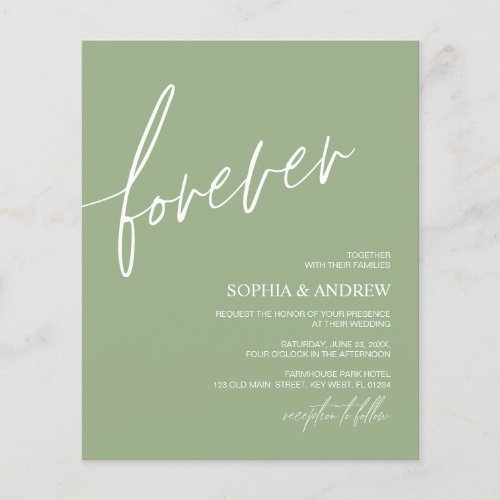 Budget Forever Love Sage Green Wedding Invitation