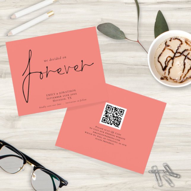 Budget Forever QR code Coral Rose Save the Date (Creator Uploaded)