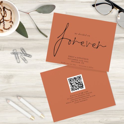 Budget Forever QR code Terracotta Save the Date