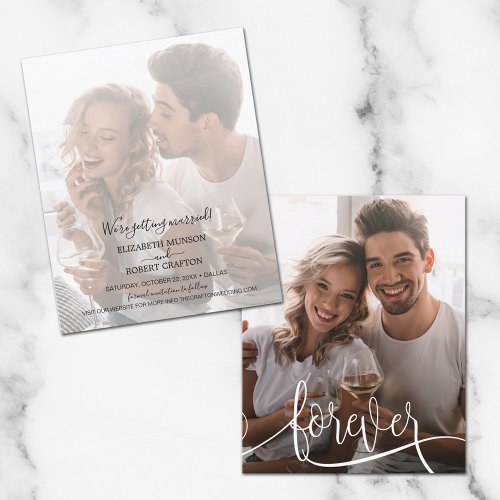 Budget Forever Script Photo Wedding Save the Date