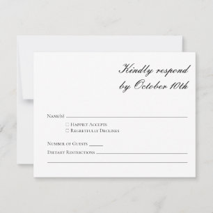 Budget Formal Black and White Script RSVP Card
