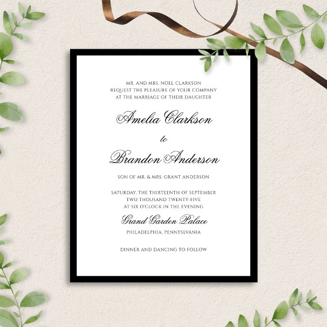BUDGET Formal Black & White Border Script WeddinG (Creator Uploaded)