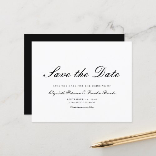 Budget Formal Black White Wedding Save The Date