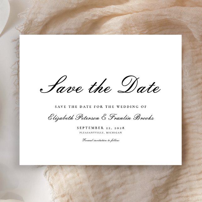 Budget Formal Black White Wedding Save The Date (Creator Uploaded)