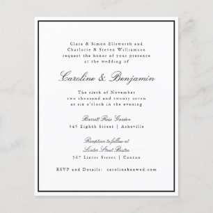 Budget Formal Script Border Wedding RSVP Invite