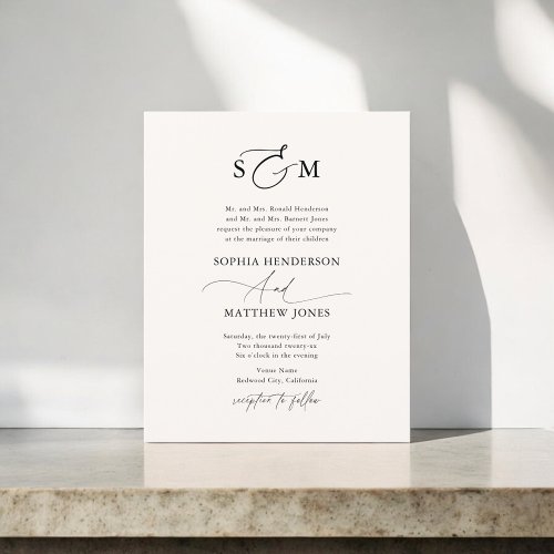 Budget Formal Script Wedding Invitation QR Code Flyer