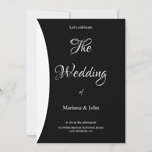 Budget Formal Simple Chic black and white wedding Invitation