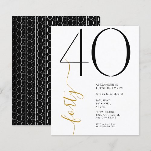 Budget Forty Black White Gold 40th Birthday