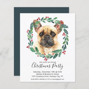 Budget French Bulldog Dog Christmas Party Invite