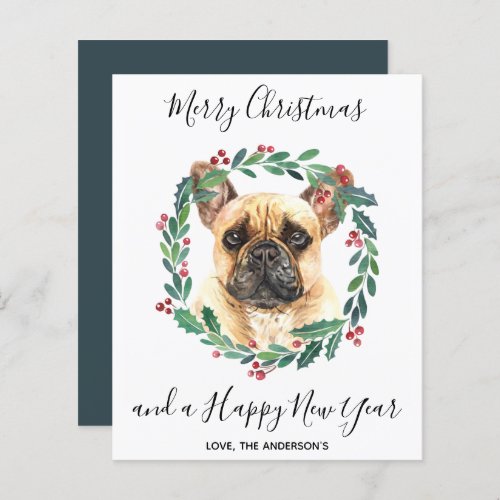 Budget French Bulldog Dog Merry Christmas Card
