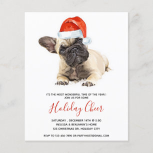 Budget French Bulldog Santa Dog Holiday Invite