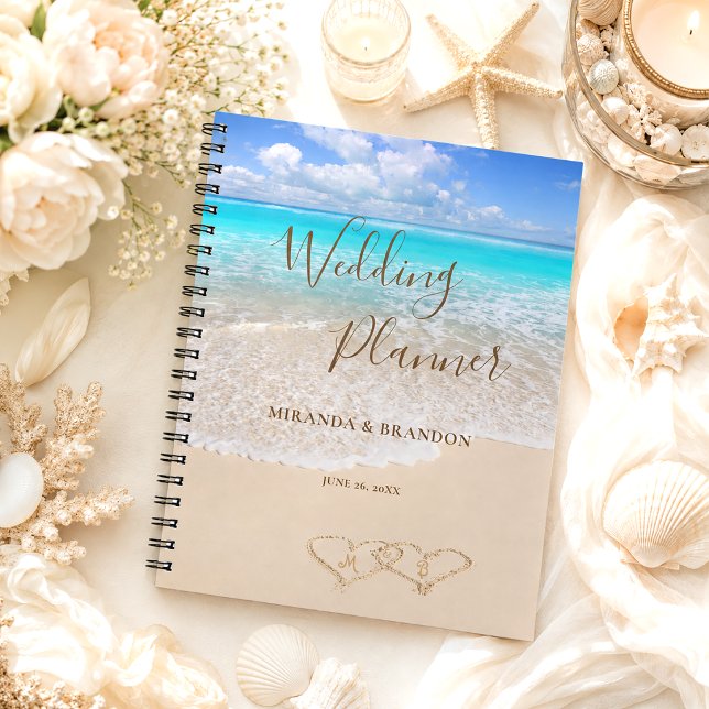 Budget Friendly Blue Ocean Beach Wedding Planner Notebook (Creator Uploaded)