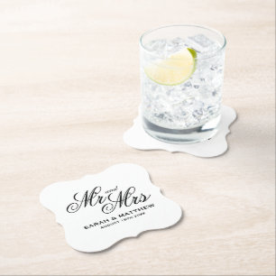 Budget friendly design custom Mr and Mrs wedding Paper Coaster