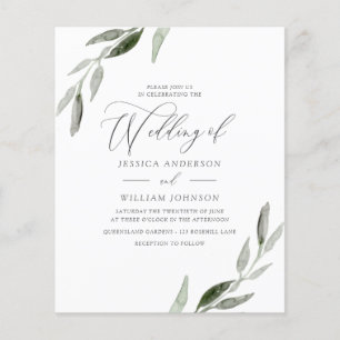 Budget Friendly Elegant Leaf Wedding Invitation