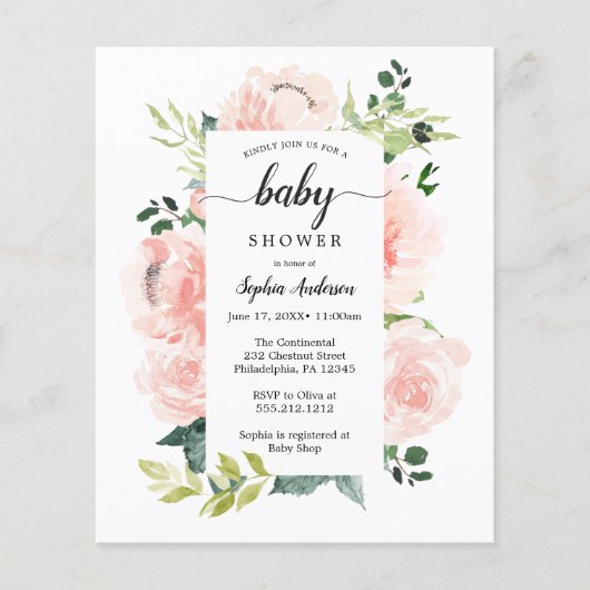 Budget Friendly Fleur Jolie Baby Shower Invitation (Front)