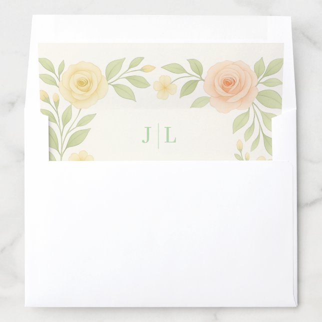 Budget Friendly Floral Wedding Envelope Liner (In Envelope)