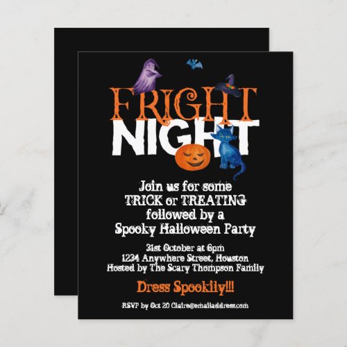 Budget Fright Night Halloween Party Black Invite