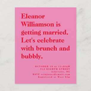 Budget Fun Bold Pink Red Bridal Brunch Invite