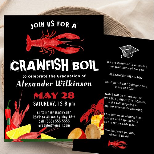 BUDGET Fun Crawfish Boil Graduation BBQ Invitation