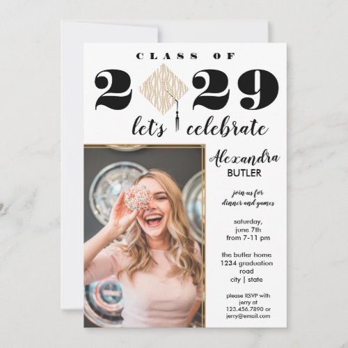 Budget Fun Facts Photo Script Class of Graduation Invitation