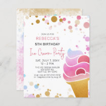 Budget Fun Ice cream party Birthday invitation