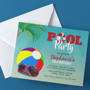 Budget Fun Pool Party Birthday Invitation