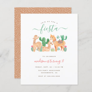 Budget Fun Watercolor Llama Fiesta Kids Birthday