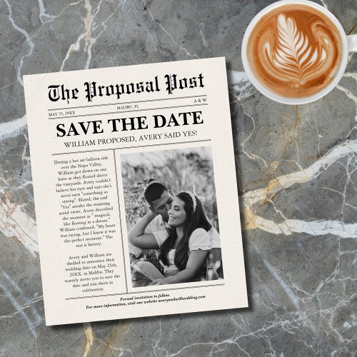 Budget Fun Wedding Newspaper Save The Date Flyer