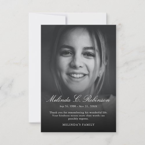 Budget Funeral Memorial Bereavement Sympathy Photo Thank You Card