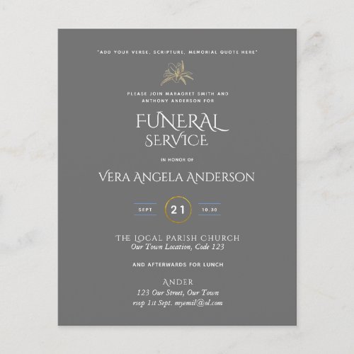 BUDGET Funeral Service Invite With Verse