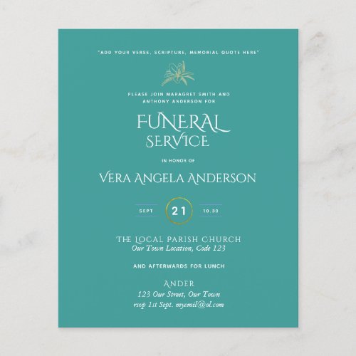 BUDGET Funeral Service Invite With Verse