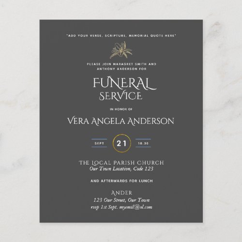 BUDGET Funeral Service Invite With Verse