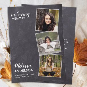 Budget Funeral Thank You 3 Photo Sympathy Note Card