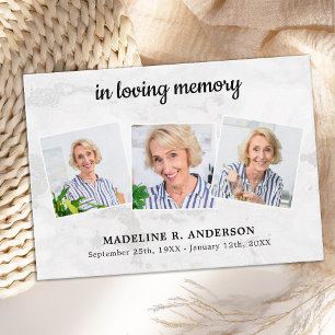 Budget Funeral Thank You 3 Photo Sympathy Note Card