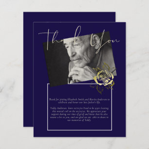 BUDGET Funeral Thank You Photo Navy Blue Gold