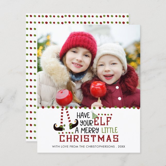 Budget Funny Christmas Elf Photo Holiday Card (Front/Back)