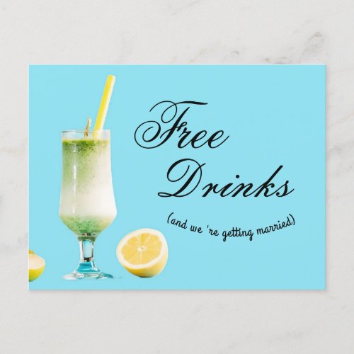 Budget Funny Free Drinks Wedding Save the Date Announcement Postcard