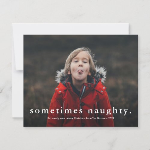 Budget Funny Naughty 3 Photo Christmas Card