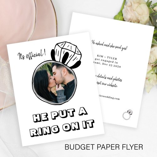 Budget funny photo engagement announcement flyer