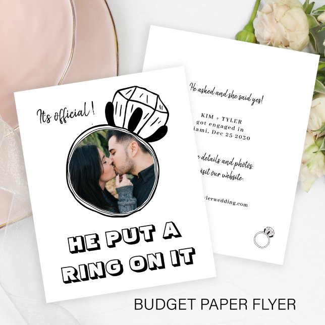 Budget funny photo engagement announcement flyer (Creator Uploaded)