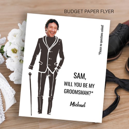Budget funny photo groomsman proposal card flyer
