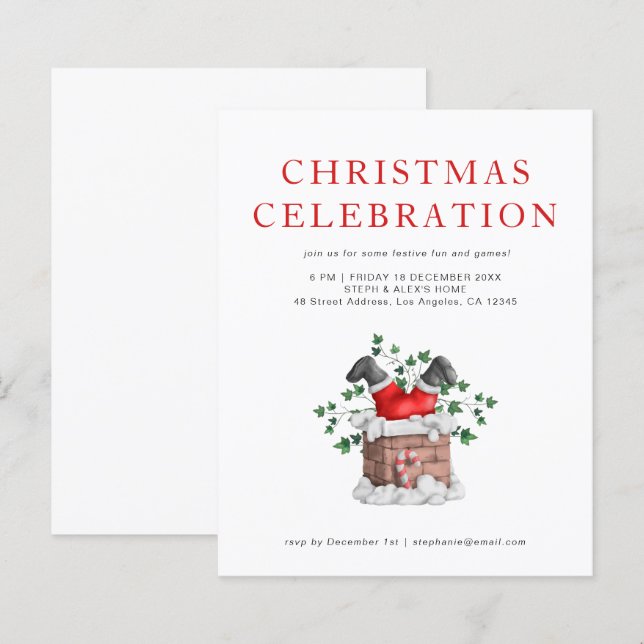 Budget Funny Santa Christmas Party Invitation (Front/Back)