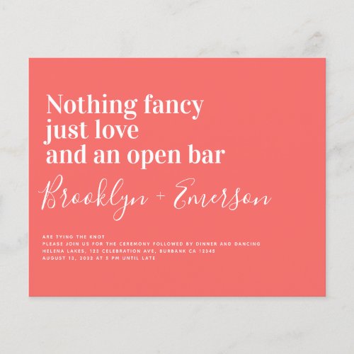 BUDGET Funny Typography Wedding Invitation