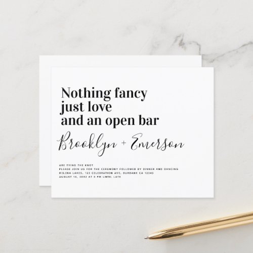 BUDGET Funny Typography Wedding Invitation